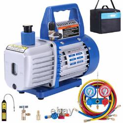AC Manifold Gauge Set with 4CFM 1/3HP Rotary Vane Air Vacuum Pump ETL Certified
