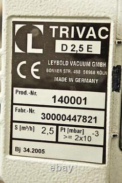 Leybold D2.5E TriVac Single Phase Rotary Vane Dual Stage Vacuum Pump
