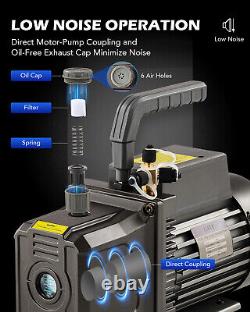 OMT Dual Stage Vacuum Pump 9 cfm 3/4 hp Rotary Vane Vacuum Pump HVAC Servicing