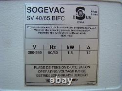 Sogevac SV 65 BIFC 37.66cfm 1.5kW 1PH KF40/KF40 1.1torr Rotary Vane Pump